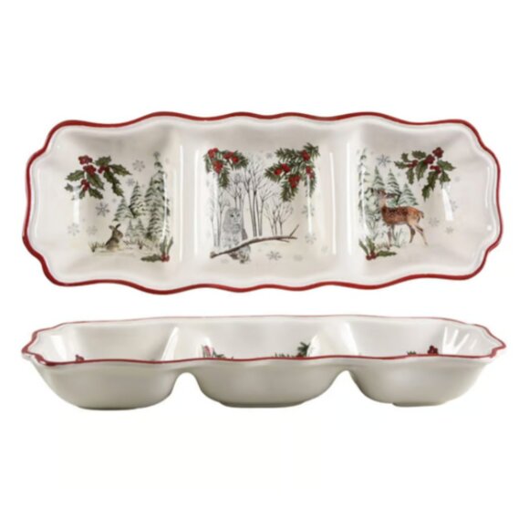 Better Homes and Gardens Heritage Collection Winter Forest Ceramic Server Plate - Picture 1 of 12